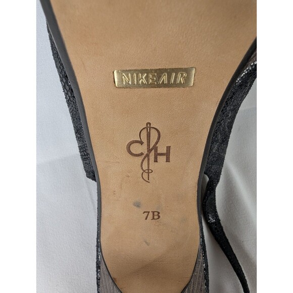 Cole Haan Mariela Slingback Peep Toe Stiletto Platform Pumps Heels Size 7 Black - Picture 11 of 11